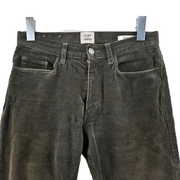 Flint And Tinder Corduroy Pants Mens 28 Oilve Green Slim Fit Huckberry Ankle - Picture 2 of 11